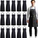 Blueash 16 Pack Bib Apron, Unisex Aprons Adjustable Waterdrop Resistant with 2 Pockets Cooking Kitchen Apron for Chef