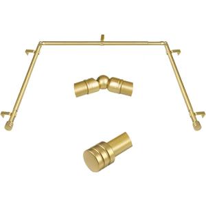 Bay Window Curtain Rods, HOTOZON 1 Inch Heavy Duty Curtain Rods for Bay Windows 36-72 Inch(Center Rod), 20-36 Inch Side Rod for Window with End Cap Finials, Antique Gold