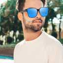 2 x FIMOSON Over Glasses Sunglasses for Men Women, Polarized UV400 Protection Fit Over Sunglasses for Driving (A01 Black Frame/ Blue Lens)