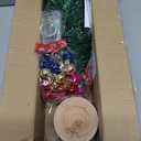 24 Inch Tabletop Christmas Tree, Artificial Mini Xmas Pine Tree with LED String Lights and Ornaments,Christmas Decoration Tree Decor-Red