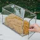 NCYP 12.6" x 5.9" x 9" Wedding Glass Cards Box with Slot and Lock, Thanks Card Holder for Keepsake, Envelops, Reception, Decorative, Silver (Glass Box Only) Slot Length 7.3 Inches