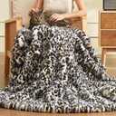 Soft Faux Rabbit Fur Throw Blanket Luxury Super Comfy Double Sided Ultra Cozy Thick Warm Fluffy Blanket for Couch Chair Sofa Bed Living Room Camping, Plush Fuzzy Bubble Blanket, 970 GSM, 50''x60'' (Leopard)