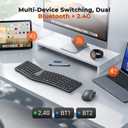 MEETION Ergonomic Keyboard and Mouse Wireless, Split S-Curve Design, 2.4G Wireless & Dual Bluetooth, Slim Low-Profile Rechargeable Full Size Keyboard, 4 DPI Mouse for Windows Mac PC Laptop Computer, Q