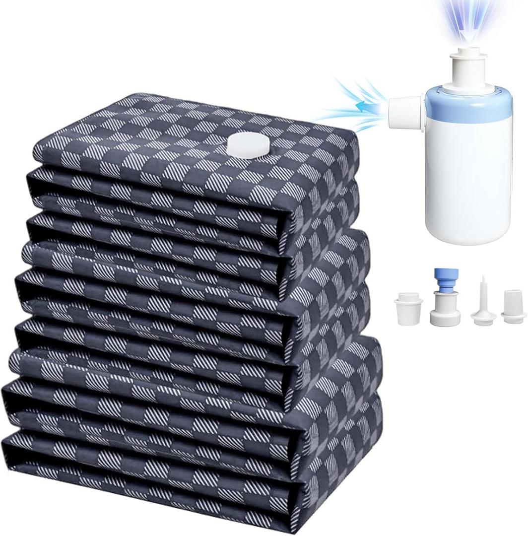 Vacuum Seal Bags for Clothing Travel w/Wireless Pump, Space Saver Vacuum Storage Organizer Bag for Luggage, Seal Compression Packing Bags for Clothes & Blankets 6 Pack (Compression bag)