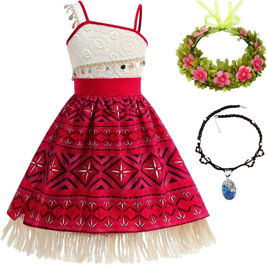 AmzManch Girls Ocean Princess Costume Dress with Accessories for Birthday Party, Halloween & Role Play, Toddler Kids Princess Dress Up Clothes, Size 2T/ 2-3 Years