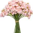 Meldel 32Pcs Ranunculus Artificial Flower, Faux Silk Mini Pink Ranunculus Flowers for DIY Bouquet, Bulk Fake Peony Wedding Filler Flowers for Centerpieces Arrangements Bridal Shower Decorations