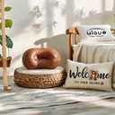 Fall Welcome Throw Pillow Covers 12 x 20 Inch Farmhouse Autumn Seasonal Holiday Decorative Lumbar Pillowcases Scarf Maple Leaves Cushion Covers for Front Porch Decor Housewarming Gifts (Brown)