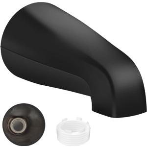 Universal Bath Tub Spout with Adapter, Bathtub Faucet Spout Without Diverter, 5" Length Bathtub Spout for 1/2'', 3/4'' IPS Inside Thread Connection and Tub/Shower Faucet (Matte Black)
