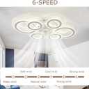 76CM Smart Ceiling Light with Fan DC Motor 6 Gear Reversible Bedroom Ceiling Fan with Lighting LED Dimmable Quiet Modern Living Room Lamp with Fan (Color : White)