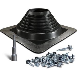 VIVIDA #8 Silicone Metal Roof Pipe Boot, High Temp Flexible Roof Jack Vent Boot for Pipe OD 7" to 13", Roofing Screws & Hex Socket Included, Square Base, Black, 1 Pack