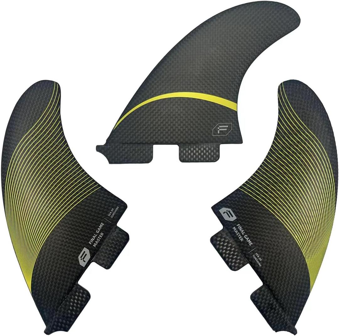 Final Game Master Full Carbon Fin Sets - High Performance Surfboard Fins - Compatible Fin Box - Ideal for Longboard and Shortboard Surfing