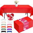 Fixwal Plastic Table Cloth Disposable 9 Pack, 54 x 108 Inch Table Cloths, Valentines Decorations, Valentines Day, Thanksgiving, Rad Tablecloths, Rectangle, Red Plastic Cover, Leakproof & Sturdy, Red