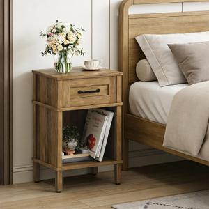 Small Brown Night Stand,Rustic End Table,Wood Nightstand with Drawer
Side End Table with Drawer,End Table Living Room,Farmhouse Nightstand,Modern Brown Side Table for Bedroom LET512DR