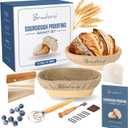 Banneton Bread Proofing Basket Set, 10 Inch Oval & 10 Inch Round Whicker Bread Proofing Baskets with Sourdough Bread Baking Supplies, Bread Making Kit