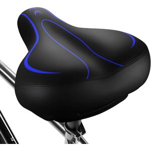 Xmifer Oversized Bike Seat, Comfortable Bike Seat - Universal Replacement Bicycle Saddle - Waterproof Leather Bicycle Seat with Extra Padded Memory Foam - Bicycle Seat for Men/Women