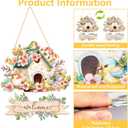 Decorative Spring Door Hangers Welcome Sign Blooming Flowers Birdhouse Wall Tags Plaque for Farmhouse Porch Front Yard Ornament Ironwork