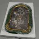 Cuspin Vintage 5x7 Picture Frame, Ornate Gold Green Arch Frames Resin Photo Frame with Glass Front for Tabletop or Wall Display, Antique Decorative Frame for Home Decor or Gift