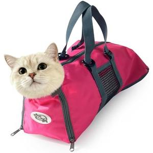 Cinf Cat Nail Clipping Cleaning Grooming Restraint Bag No Scratching Biting for Bathing Nail Trimming Injecting Examining(Rose Red, M)