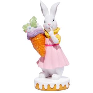 Hodao 1 Pcs Resin Easter Bunny Figurines Decor - Colorful Egg & Ice Cream Cone Holding Bunny Statues, Cute Holiday Decor for Easter Party Home Table Desk Shelf Decoration
