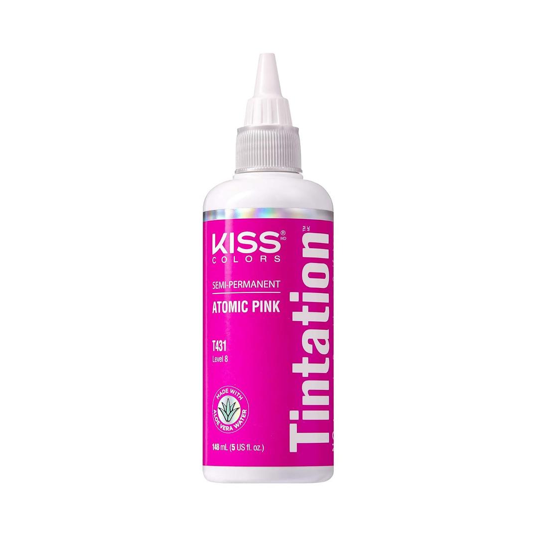Red by Kiss Tintation Semi-Permanent Hair Color, Aloe Vera Water Based, Argan Oil, Olive Oil, Collagen & Keratin, Long-Lasting Color Dye (Atomic Pink, 5 Fl Oz)
