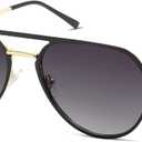 SOJOS Trendy Aviator Polarized Sunglasses for Women Men Retro Shades Classic Metal Sun Glasses SJ1204A (Black&gold/Grey Lens)