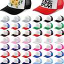 48 Pcs Sublimation Trucker Hat Bulk Unisex Blank Mesh Baseball Caps with 16 Colors DIY Adjustable Plain Polyester Colored Summer Trucker Caps for Men Women Embroidery Printing Outdoor Sports