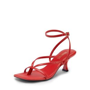 DREAM PAIRS Women's Dressy Kitten Heel Sandals, Sylvestra Strappy Open Square Toe Heels with Ankle Strap for Wedding Guest, Parties and Special Occasions,Size 8,Red-Pu,SDHS2405W