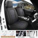 CAROMOP Premium PU Leather&Flannel Car Seat Covers Full Seats,Split Bench Compatible Car Interior Covers, Universal Fit Most Car Sedan Truck SUV(5-Seat Black/Grey)