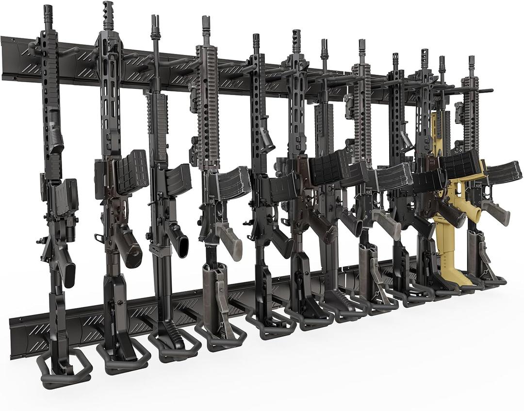 Gun-Rack,Adjustable Gun-Rack-Wall-Mount,Heavy Duty Steel Gun-Rack-for-Wall,Indoor-Gun-Racks 3/6/8/12 Slot Rifle-Rack Display Stand
