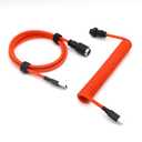 Pro Coiled Keyboard Cable, Double-Sleeved Mechanical Keyboard Cable with 5Pin GX16 Aviator, 1.2m USB A to USB Type C (Orange)