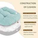 ELFJOY Chair Cushions for Dining Chairs 18" x 18" x 3" Kitchen Chair Cushions Set of 4 Tufted Chair Pads with Ties and Non-Slip Backing Comfortable Seat Cushion for Indoor Dining Room,Light Blue