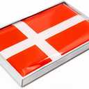 2 x Denmark Flag Sticker Emblem Danish Decal Car Chrome Flags, 2 Pack, 3 x 2 inches