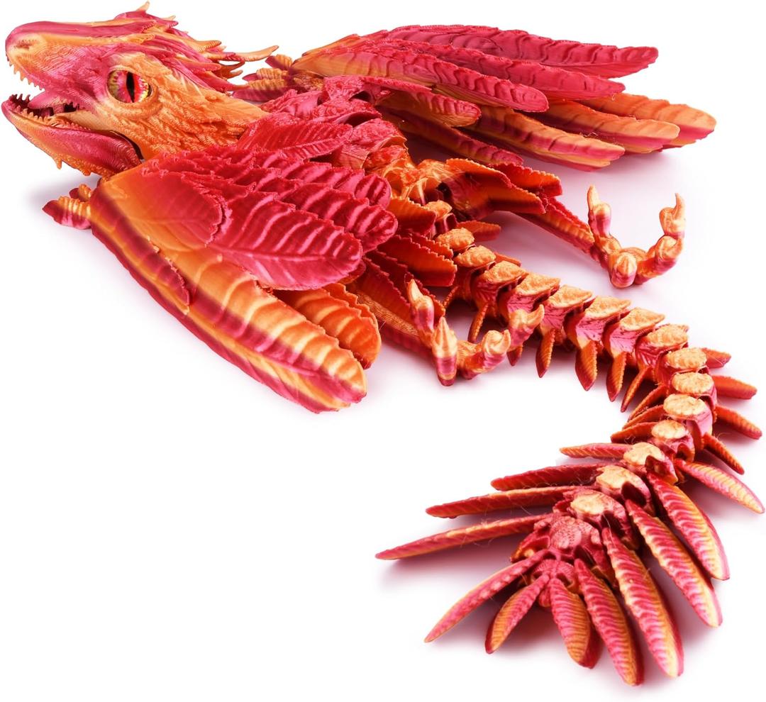 Feathered Wyvern Dragon, 3D Printed Dragon, Articulated Dragon, Fidget Dragon, 3D Printed Toys, Desktop Pet (Infernostride)