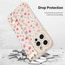 Case for iPhone 12 Pro Silicone Phone Case with Strap for Women Girls Cute Floral Flowers Pattern, Adjustable Soft Finger Strap Kickstand Protective Cover, Floral
