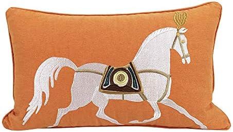 12x20'' inches Orange Embroidered Horse Throw Pillow Cushion Covers - Modern Fashion Style Couch Sofa Pillow for Living Room Sofa Bedroom