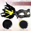 Masquerade Mask for Women Venetian Party Mask Costume Mask with Feathers for Cosplay, Halloween Prom Ball Decor