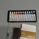 Mini Watercolor Paint Set, 12 Colors Portable Pocket Watercolour Travel Kit with 8 Grid Wood Paint Palette, Sketchbook, Metal Clip, Water Brush for Painters Artists Students