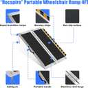 4FT Portable Wheelchair Ramp – 800lb Capacity, Folding Non-Slip Aluminum Handicap Ramp, Ramps for Wheelchairs for Home, Doorways, Stairs, Thresholds, Car Curbs, Scooters & Carts