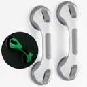 TAILI Shower Grab Bar Glow in The Dark, 2 Pack 12.2 in Grab Bars for Bathtubs and Showers, Shower Handles Shower Rails for Seniors and Elderly, Bathroom Safety Grip Removable No Drilling Waterproof Grey