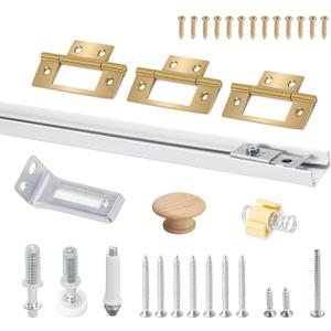 24 Inch Bifold Door Hardware Kit with Track, Closet Door Track Repair Tool Kit, Metal Track Kit for Bi-fold Door Use (24 Inch)