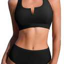 AI'MAGE Womens Bikini Set 2025 High Waisted Two Piece Swimsuit Sporty Cutout Bathing Suit (Medium, Black)