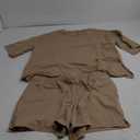 Ekouaer Pajamas for Women Set 2 Piece PJ Soft Comfy Lounge Sets Short Sleeve Tops Shorts Sets Cotton Sleepwear L(Khaki)