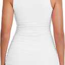 BORIFLORS Women's Sexy Bodycon Corset Mini Dresses Square Neck Ruched Sleeveless Club Party Short Dress (White, L)