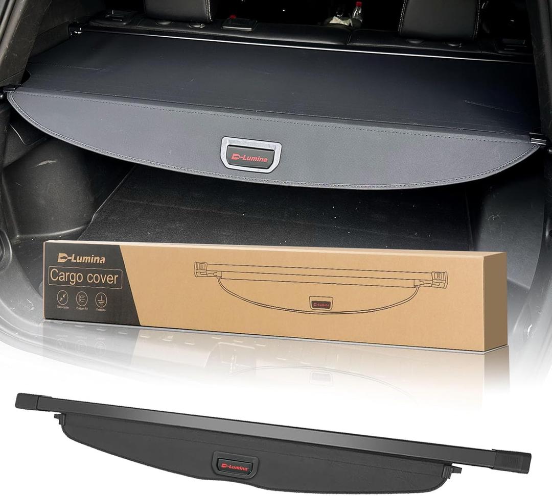 D-Lumina Cargo Cover - Compatible with Kia EV9 2024 2025 - Retractable Rear Luggage Trunk Security Covers Protector Anti Theft Shield Shade, Canvas (Black-Fit EV9 2024-UP)