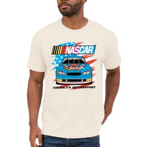 Junk Food NASCAR - Americana Flag Car Adult SS T-Shirt S