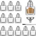 12 Pcs 0.5 oz Cube Shape Small Salt and Pepper Shakers with Tone Tops Clear Mini Glass Seasoning Jars Spice Salt Shakers with Funnel for Wedding Party Restaurant Home Kitchen (12, Silver)