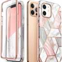 i-Blason Cosmo Series Case for iPhone 12 / iPhone 12 Pro 5G 6.1 inch (2020 Release), Slim Full-Body Stylish Protective Case with Built-in Screen Protector (Marble)
