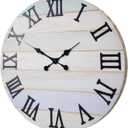 Solid Wood Wall Clocks for Living Room Decor 16 Inch Rustic Wall Clock Battery Operated Big Silent Wall Clock Non Ticking (Grey1)