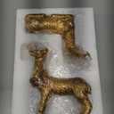 Reindeer Christmas Decoration, 2PCS Deer Christmas Decor, Reindeer Figurines for Christmas Decor, Small Decorative Deer Figurines for Indoor Christmas Table Mantle Decorations (Pine Cone Golden)