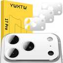 YWXTW [0 Bubbles for iPhone 17 Pro Camera Lens Protector, Full Coverage Tempered Glass Lens Screen Protector for iPhone 17 Pro Accessories, Case Friendly, HD Clear, 3 Pack (Silver)